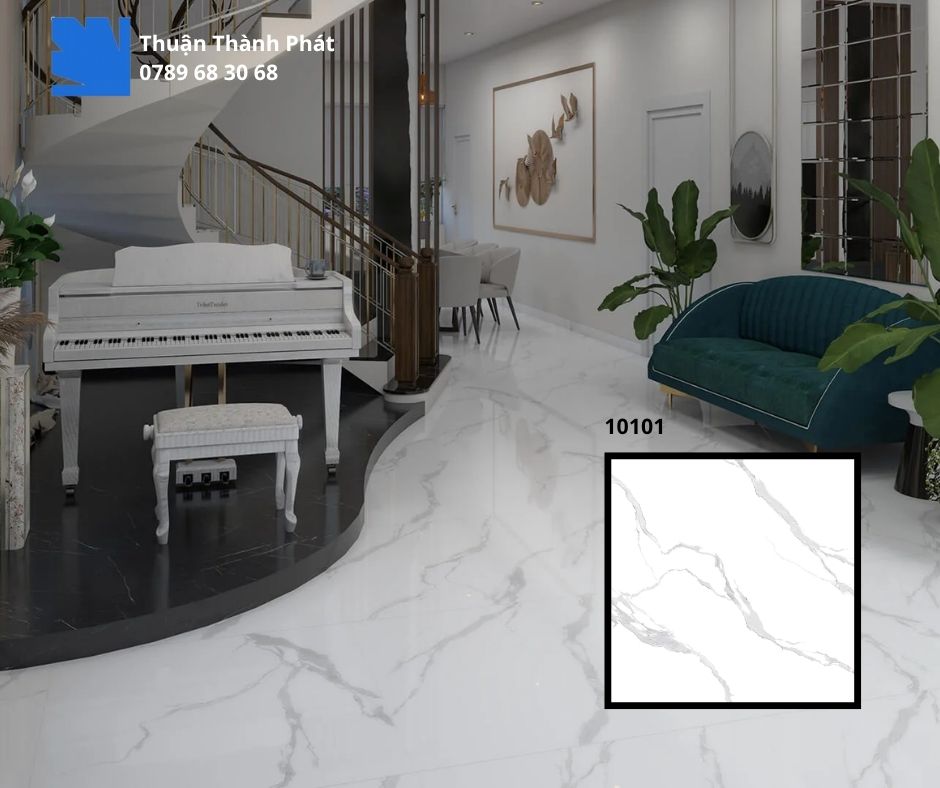Gạch Ốp Lát Feliz 10101 100x100 trắng vân đá phối cảnh