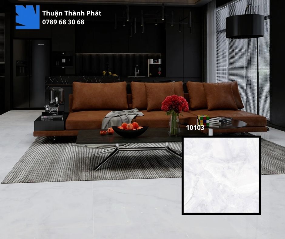 Gạch Ốp Lát Feliz 10103 100x100 trắng vân đá phối cảnh