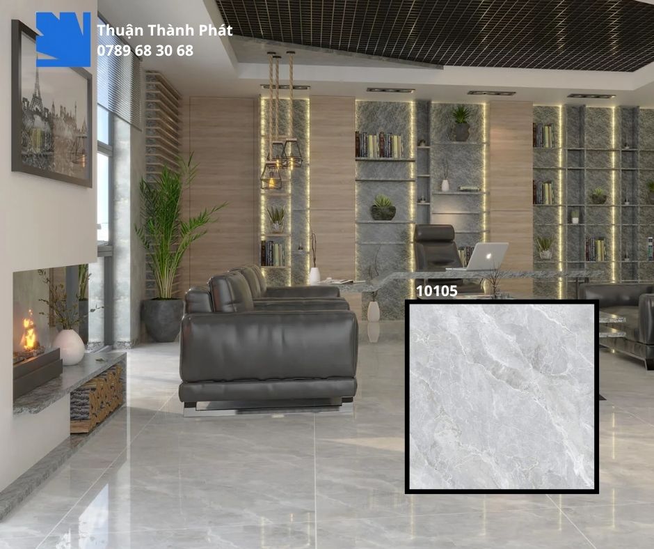 Gạch Ốp Lát Feliz 10105 100x100 trắng vân đá phối cảnh