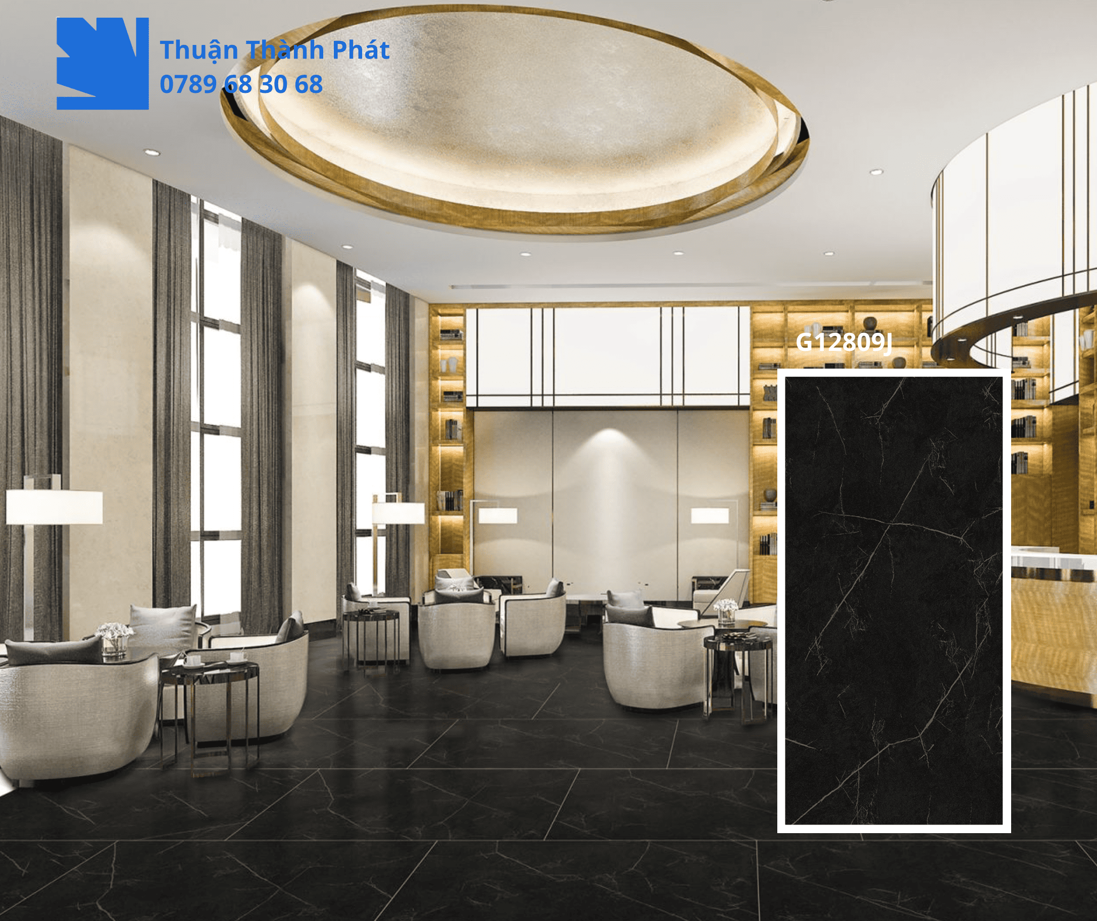 Gạch Ốp Lát Taicera G12809J tông đen ma mi phối cảnh