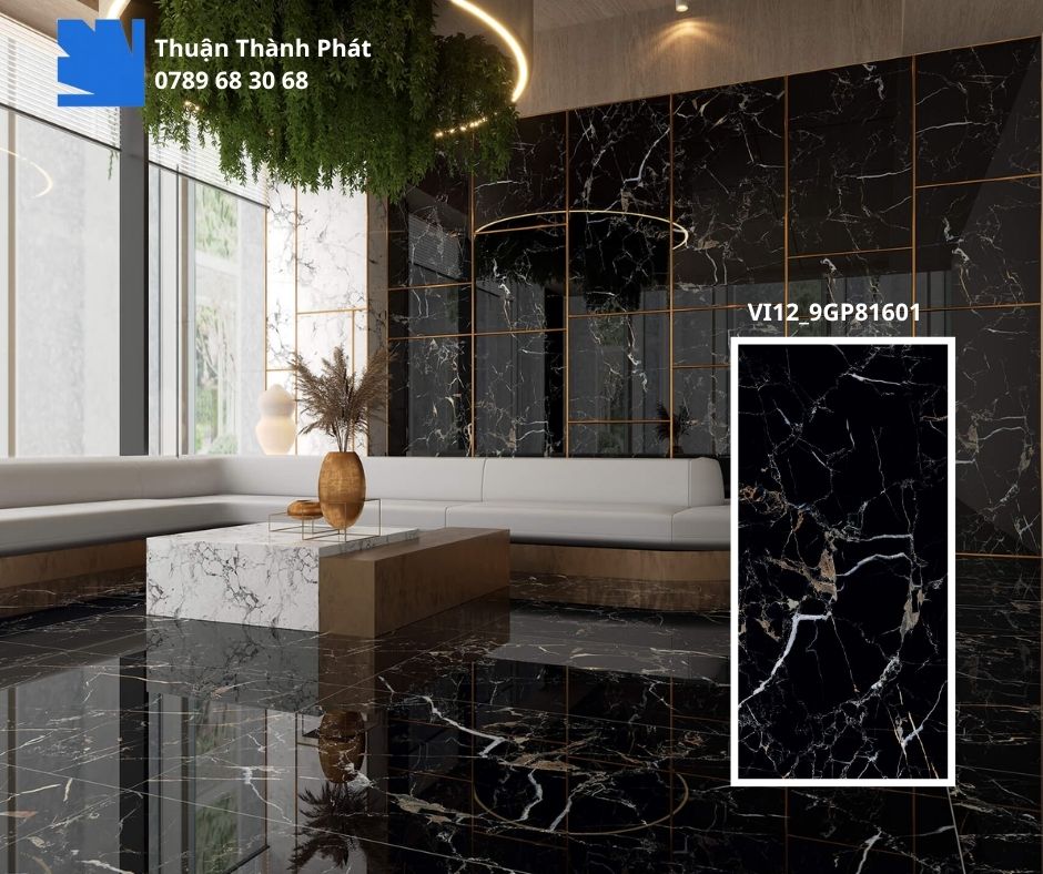 Gạch Ốp Lát Viglacera VI12-9GP81601 80X160 tông màu tối vân đá phối cảnh