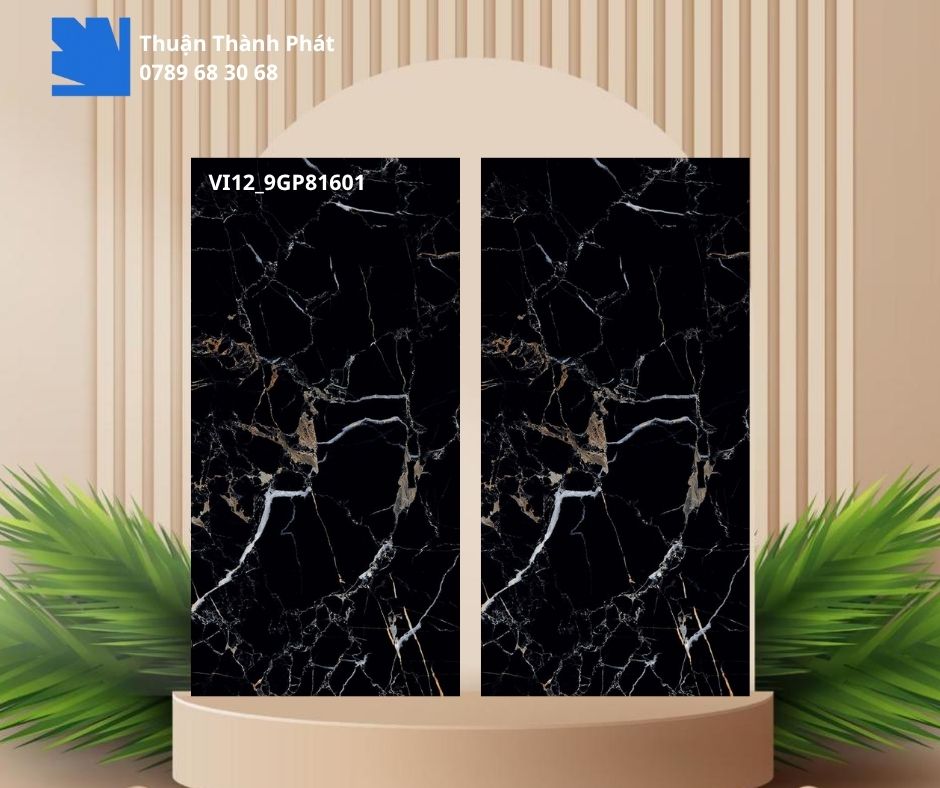 Gạch Ốp Lát Viglacera VI12-9GP81601 80X160 tông màu tối vân đá ốp lát phòng khách