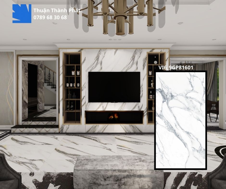Gạch Ốp Lát Viglacera VI6-9GP81601 80X160 vân đá marble phối cảnh
