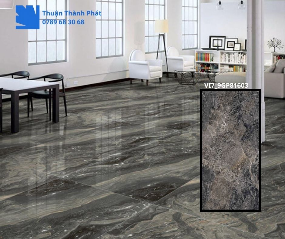 Gạch Ốp Lát Viglacera VI7-9GP81603 80X160 tông màu tối vân đá phối cảnh