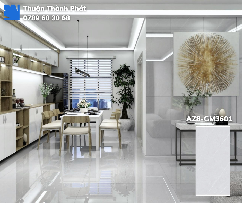 Gạch ốp lát Viglacera AZ8-GM3601 hành lang ngoại thất, vân đá xám trắng, bề mặt mờ