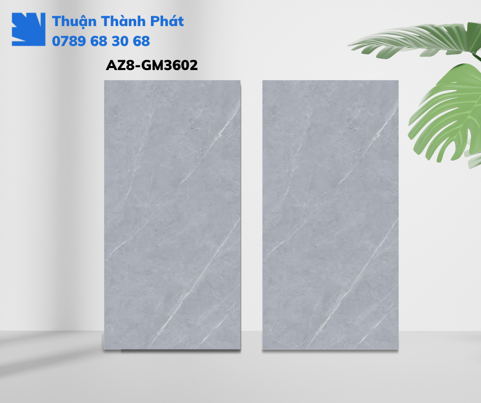 Gạch ốp lát Viglacera AZ8-GM3602 trong phòng tắm, vân đá xám đậm, bề mặt mờ