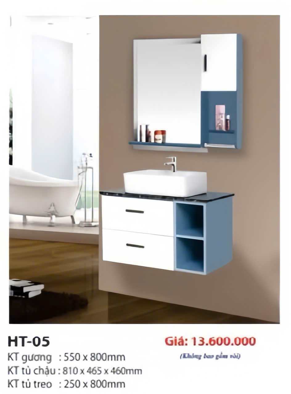 Thiết bị vệ sinh Haphako HT-05 nổi bật thiết kế hai ngăn kéo trượt êm ái cùng hộc mở tiện dụng bên dưới