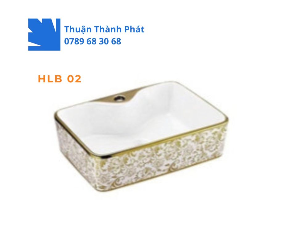 Lavabo đặt bàn Haphako HLB 02 chữ nhật men trắng