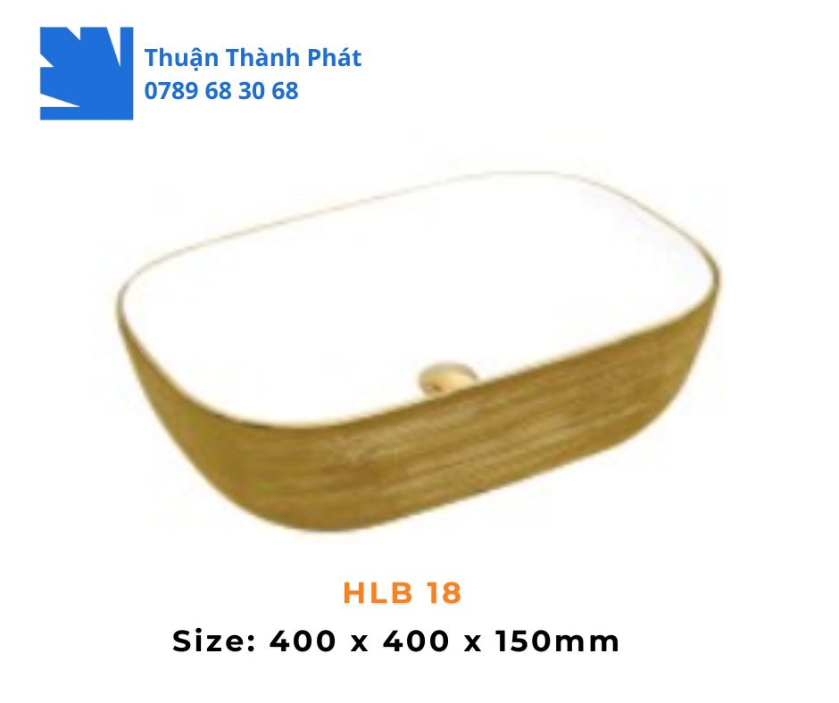 Lavabo đặt bàn Haphako HLB 18 phong cách vân gỗ nghệ thuật