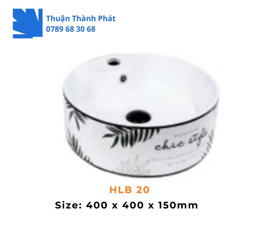 Lavabo đặt bàn Haphako HLB 20 dáng tròn sứ nghệ thuật