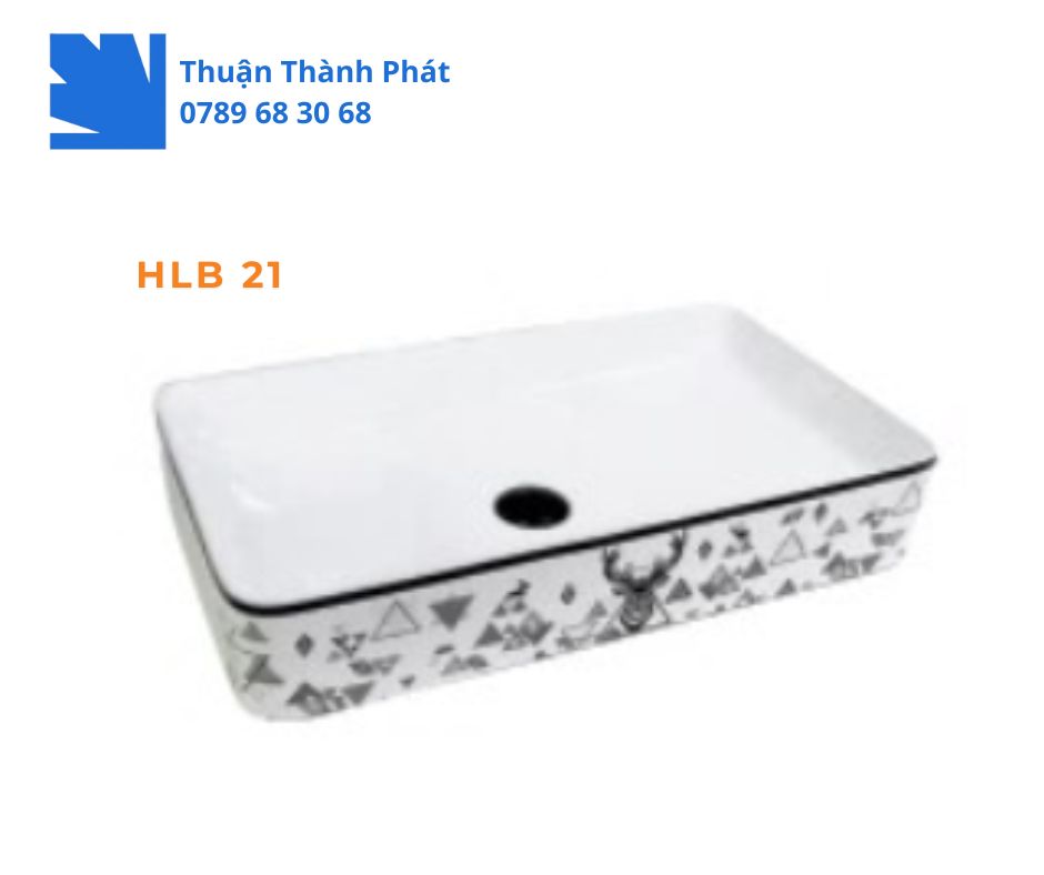 Lavabo đặt bàn Haphako HLB 21 họa tiết hình học độc đáo