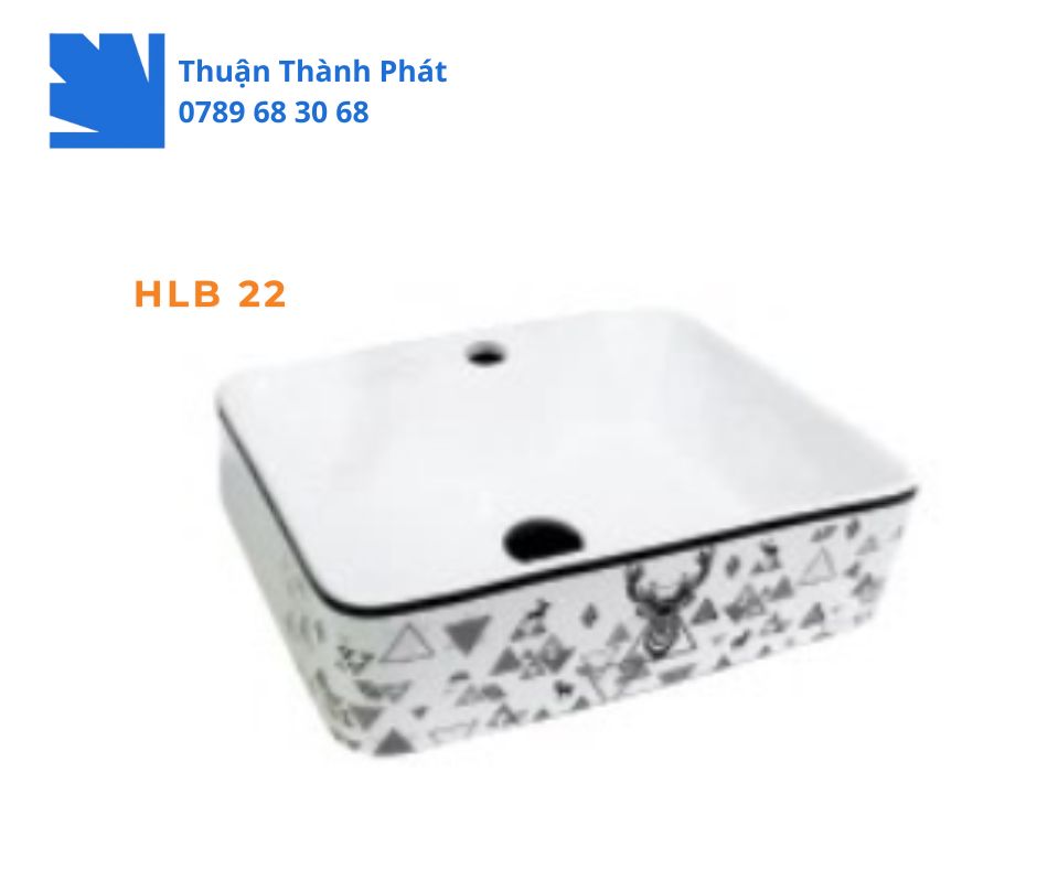 Lavabo đặt bàn Haphako HLB 22 hình vuông nhỏ họa tiết hình học