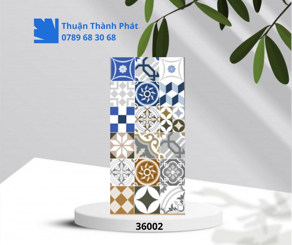 Gạch ốp lát Hoàn Mỹ 36002 làm điểm nhấn khu vực bếp