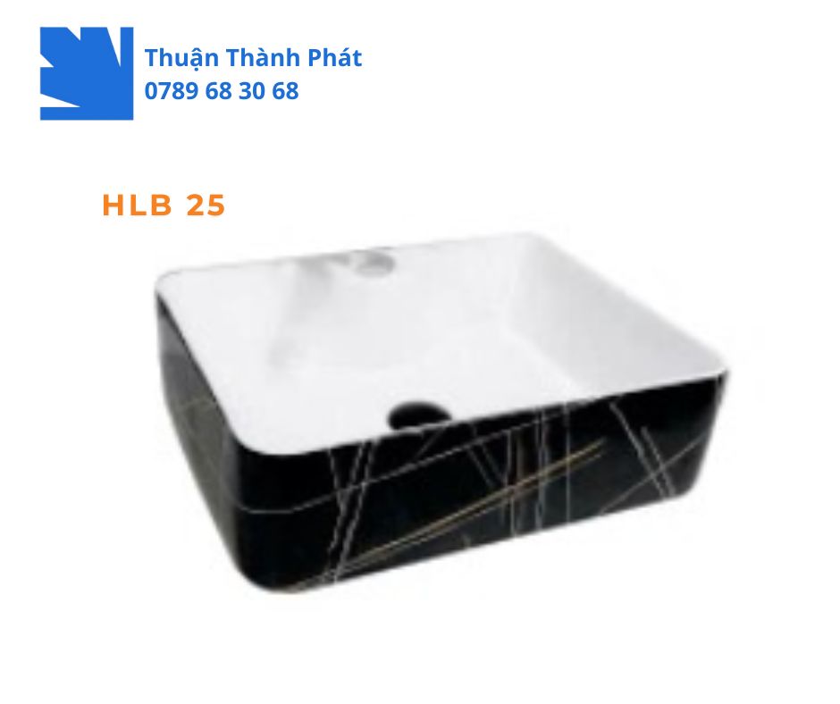 Lavabo đặt bàn Haphako HLB 25 thiết kế hình chữ nhật bo tròn