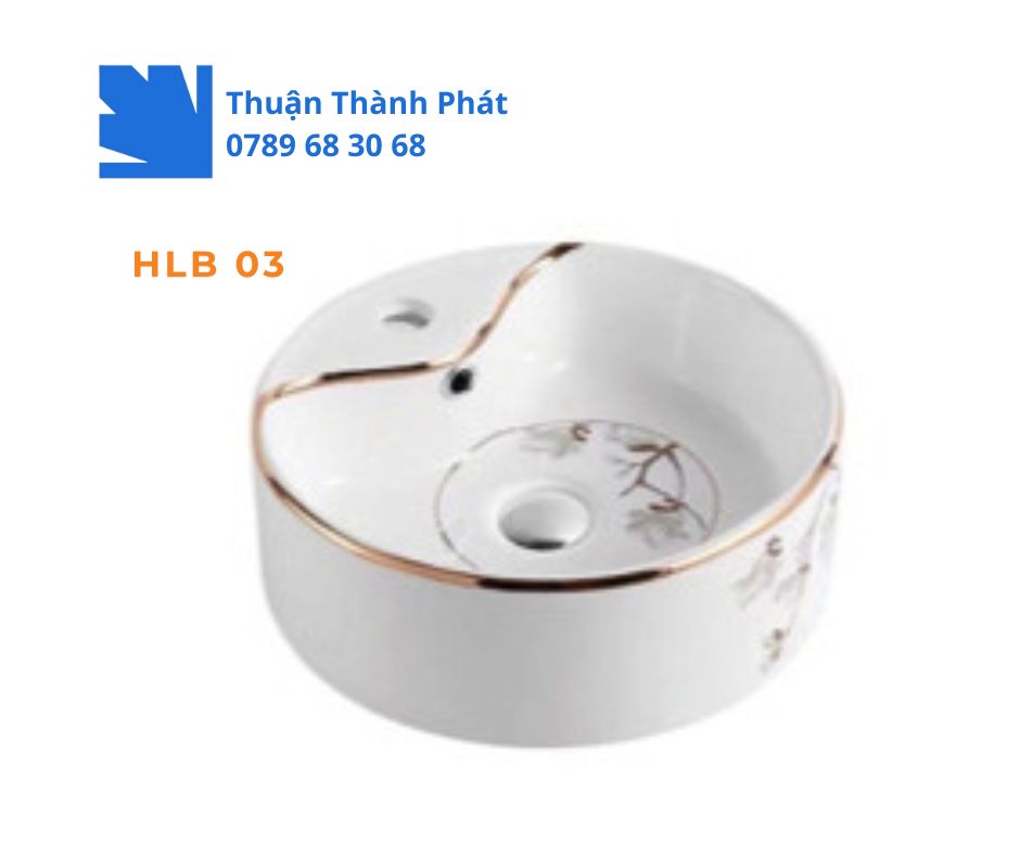 Lavabo đặt bàn Haphako HLB 03 tròn men trắng