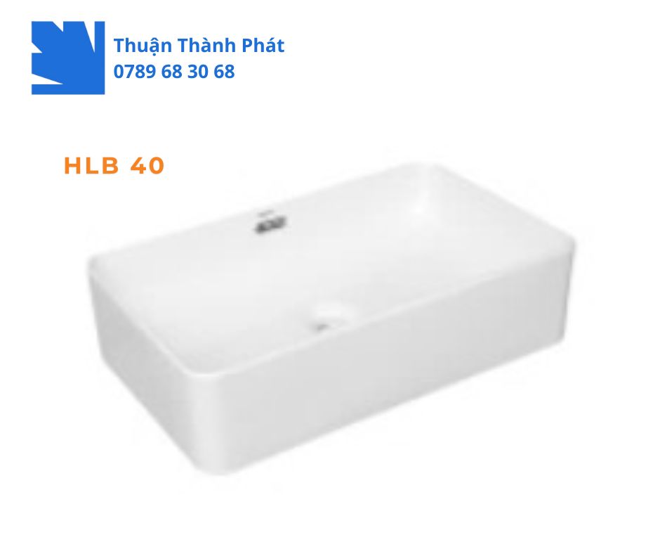 Lavabo đặt bàn Haphako HLB 40 dáng chữ nhật trắng