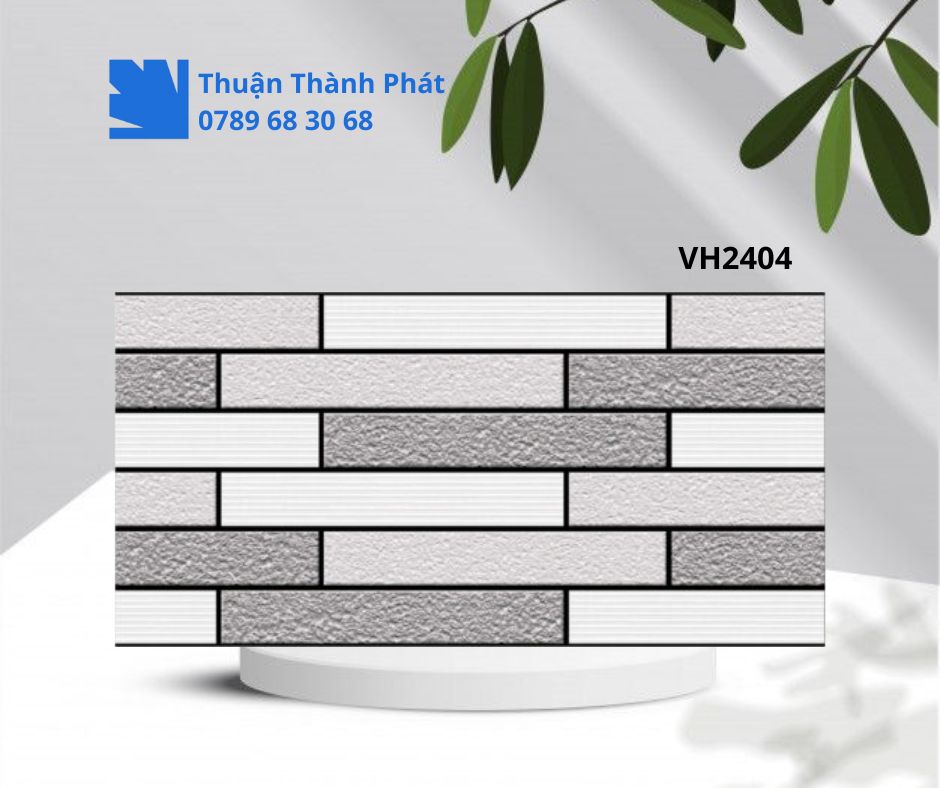 Gạch ốp lát dacera VH2404 phối sọc rãnh và vân nhám xám trắng