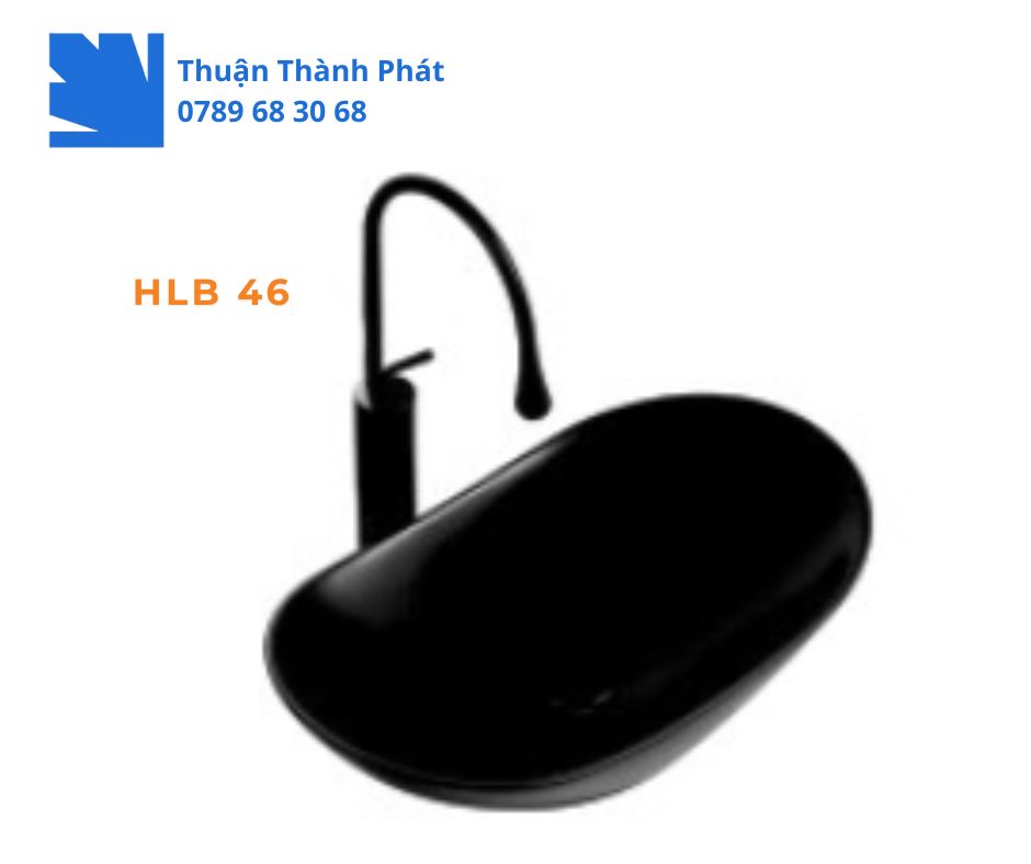 Lavabo đặt bàn Haphako HLB 46 màu đen toàn khối