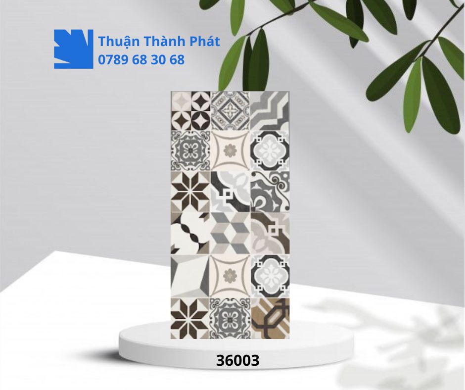 Gạch ốp lát Hoàn Mỹ 36003 với họa tiết đen xám nâu