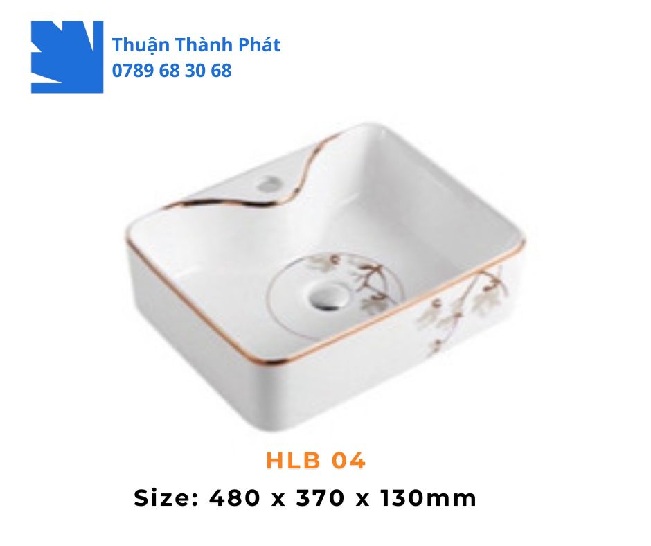 Lavabo đặt bàn Haphako HLB 04 viền lượn sóng hoạ tiết thanh lịch