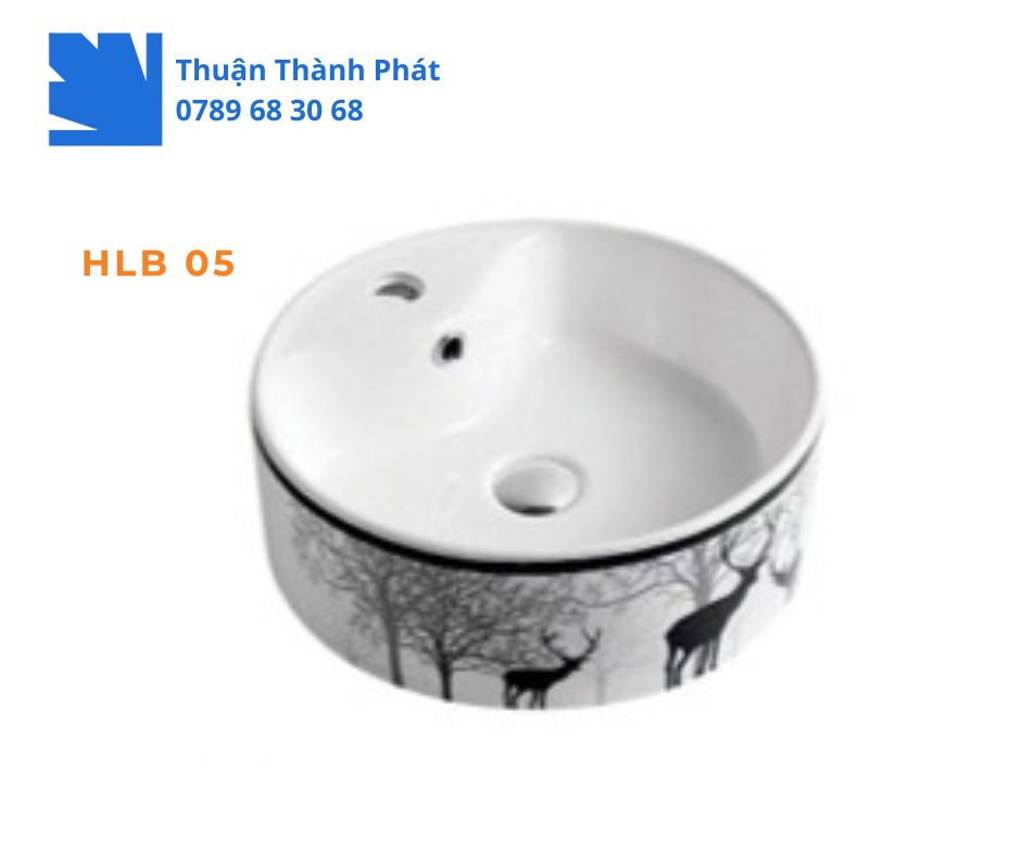 Lavabo đặt bàn Haphako HLB 05 tròn men trắng