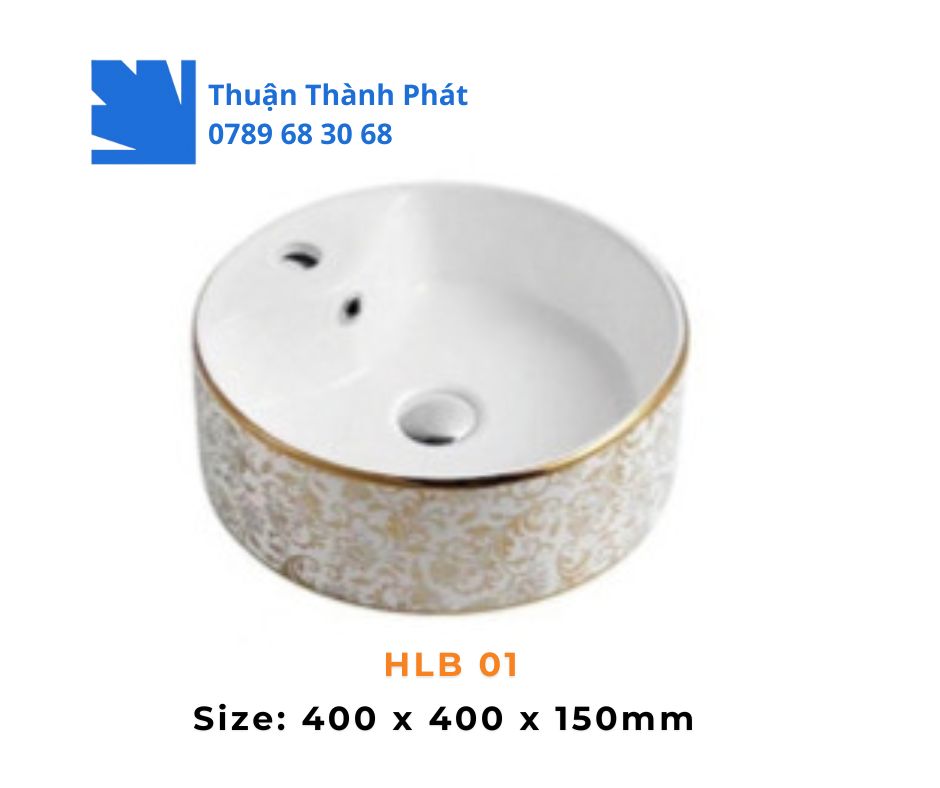 Lavabo đặt bàn Haphako HLB 01 tròn men trắng
