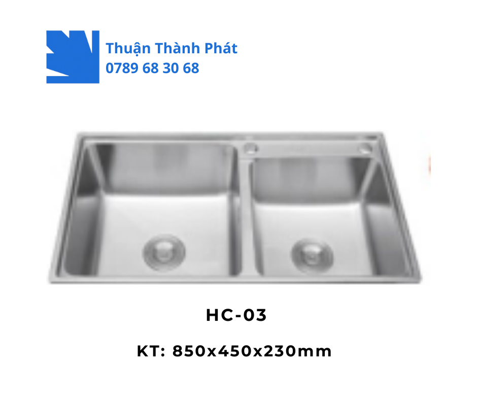 Chậu Rửa Inox HC-03 thiết kế hai hố tiện lợi, phù hợp bếp nhỏ