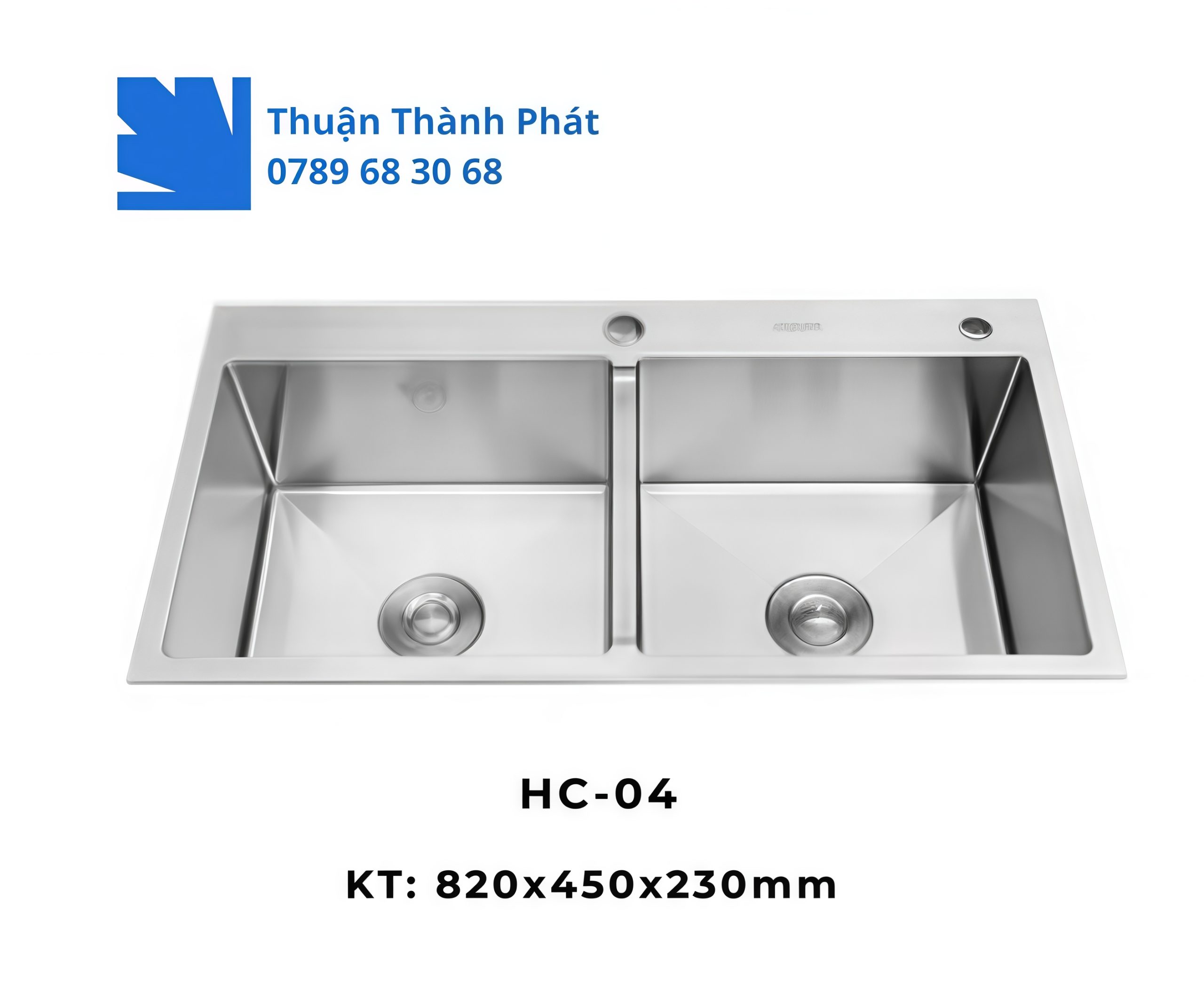 Chậu Rửa Inox HC-04 thiết kế hai hố rộng rãi, tiện dụng