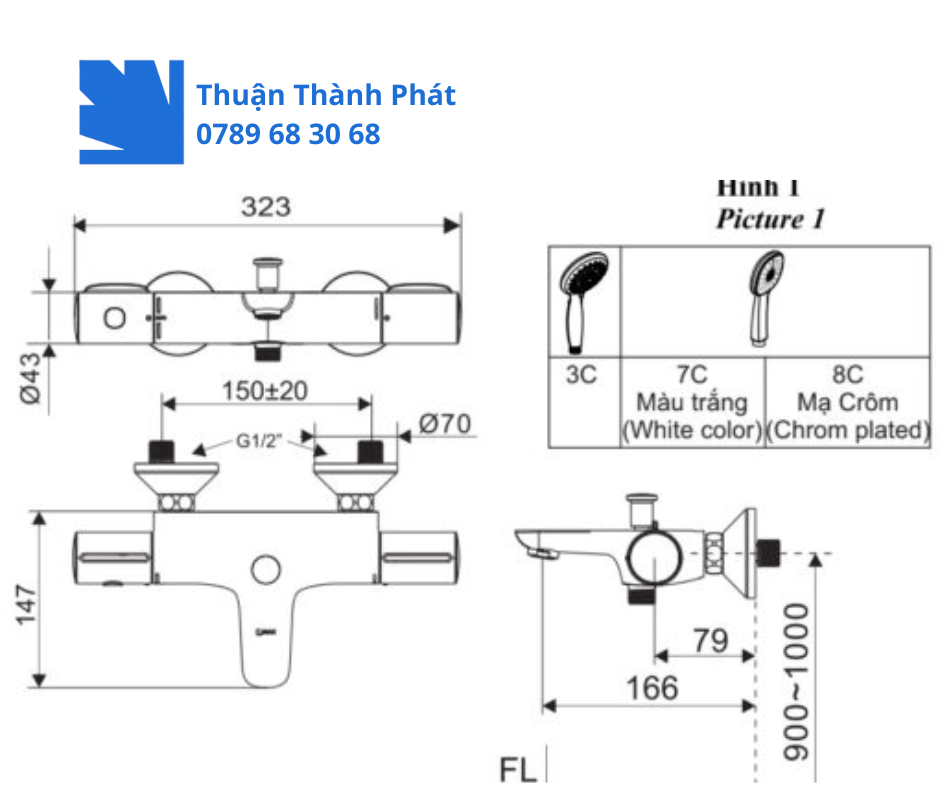 Vòi sen cây nóng lạnh Inax BFV-3415T-9C tiện dụng
