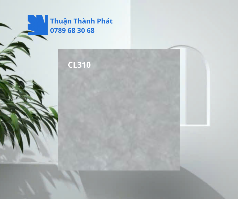 Gạch ốp lát Viglacera CL310 Cận cảnh vân mây loang nhẹ trên nền xám ghi