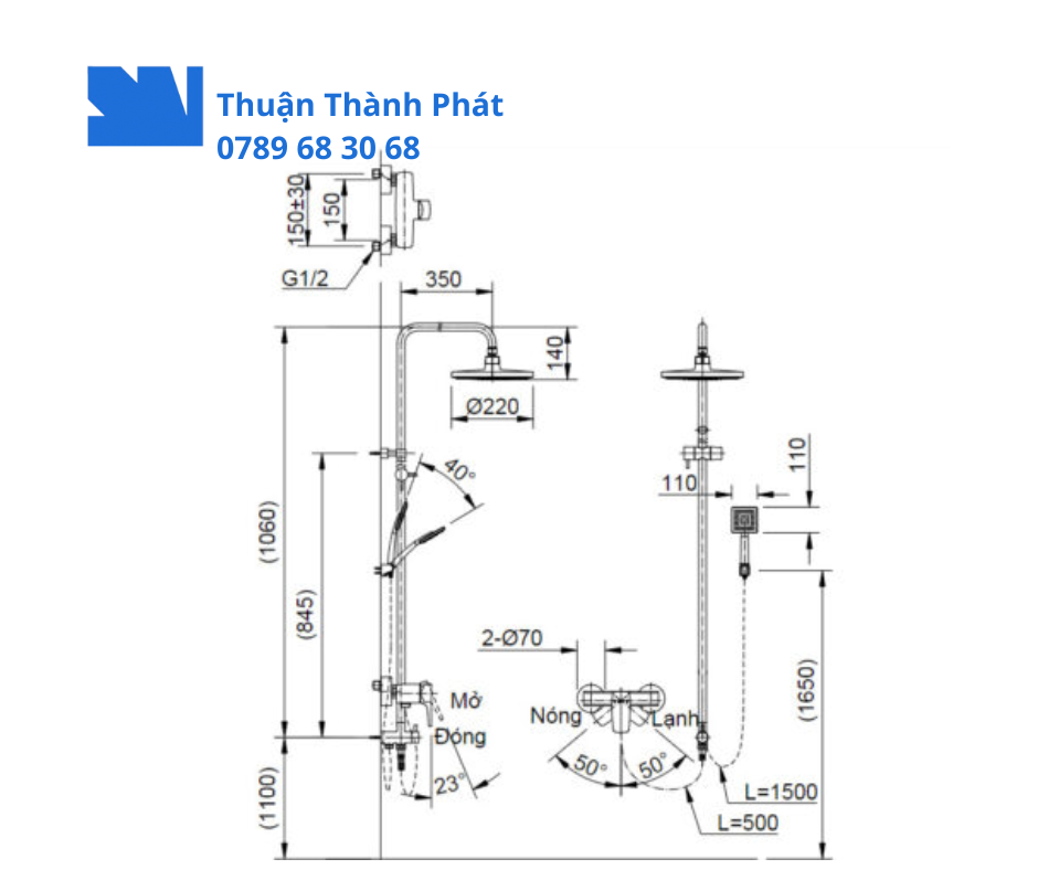 Vòi sen cây nóng lạnh Inax BFV-50S Kiểu dáng hiện đại, sang trọng.