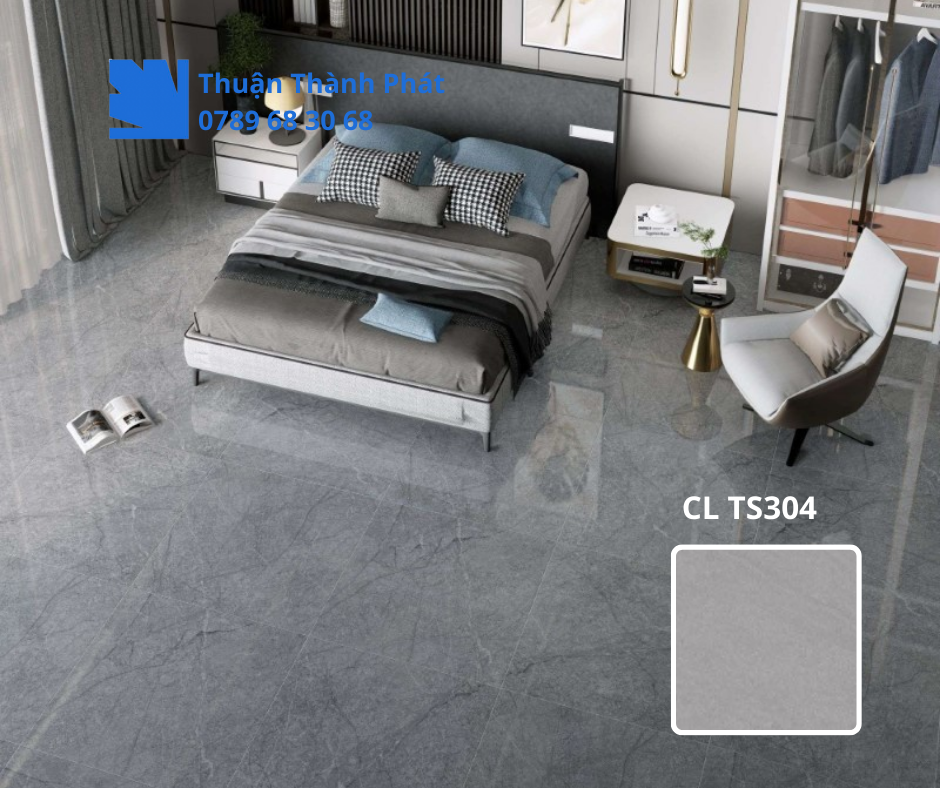 Gạch ốp lát Viglacera CL TS304 màu xám ghi, vân đá tự nhiên