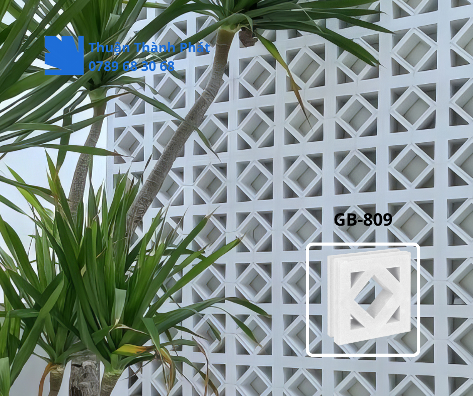 Gạch bông gió GB-809 ô rỗng kim cương và tam giác ở bốn góc