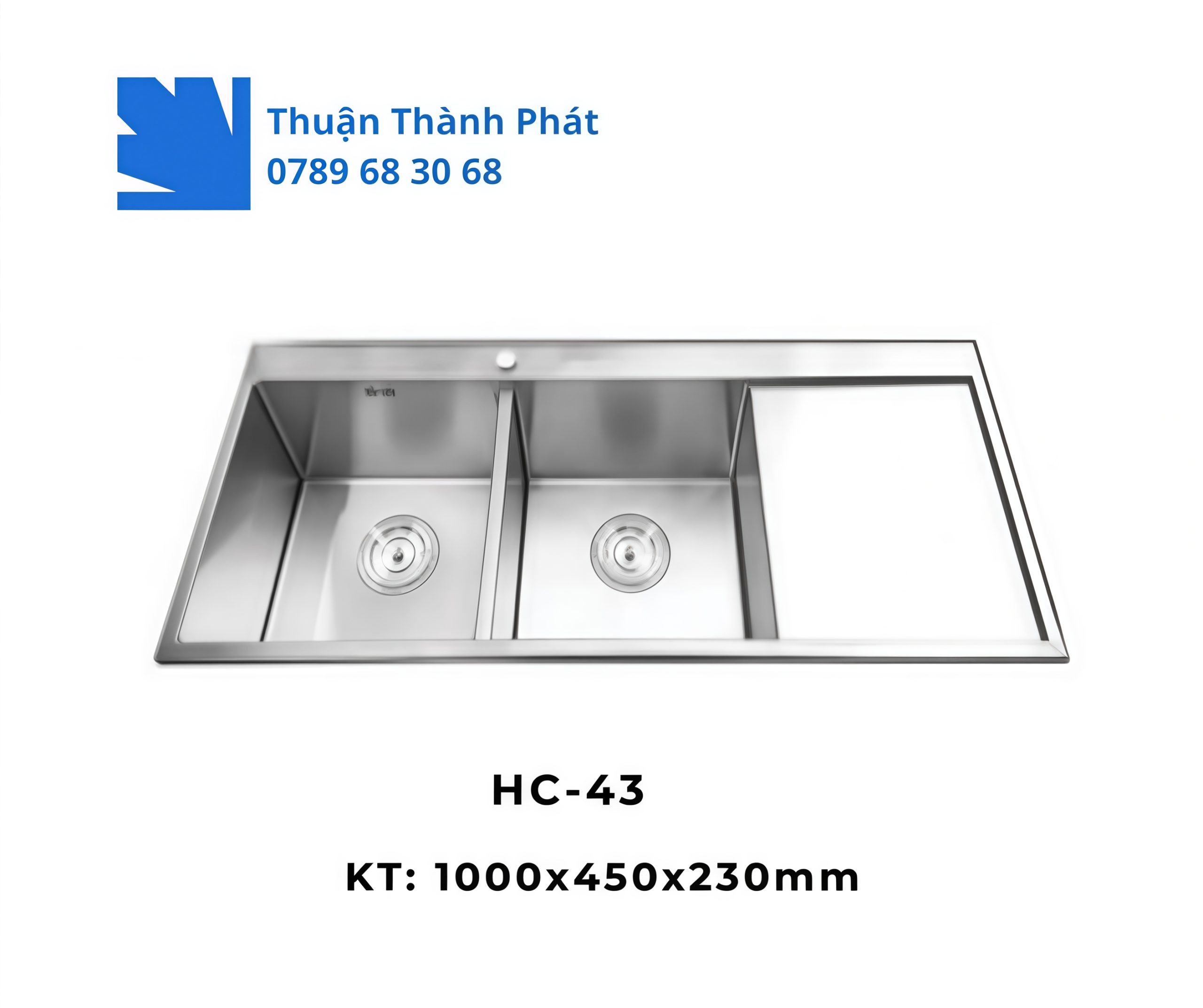 Chậu Rửa Inox HC-43 Hố rộng, sâu, rửa thoải mái kể cả vật dụng lớn