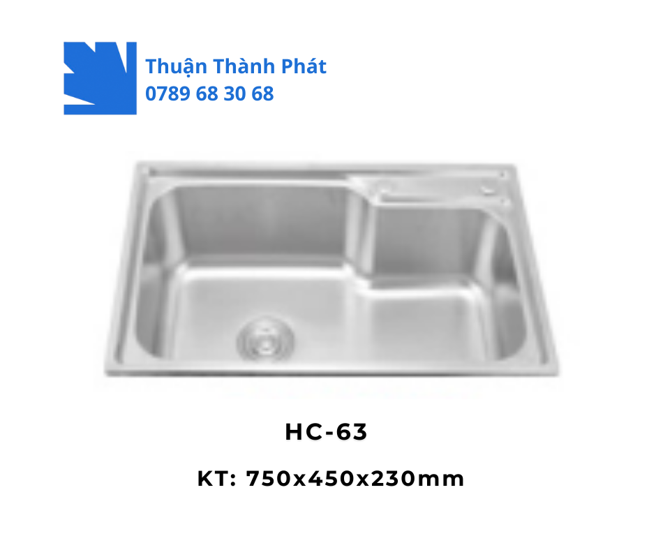 Chậu Rửa Inox HC-63 Thiết kế độ sâu hợp lý, hạn chế bắn nước