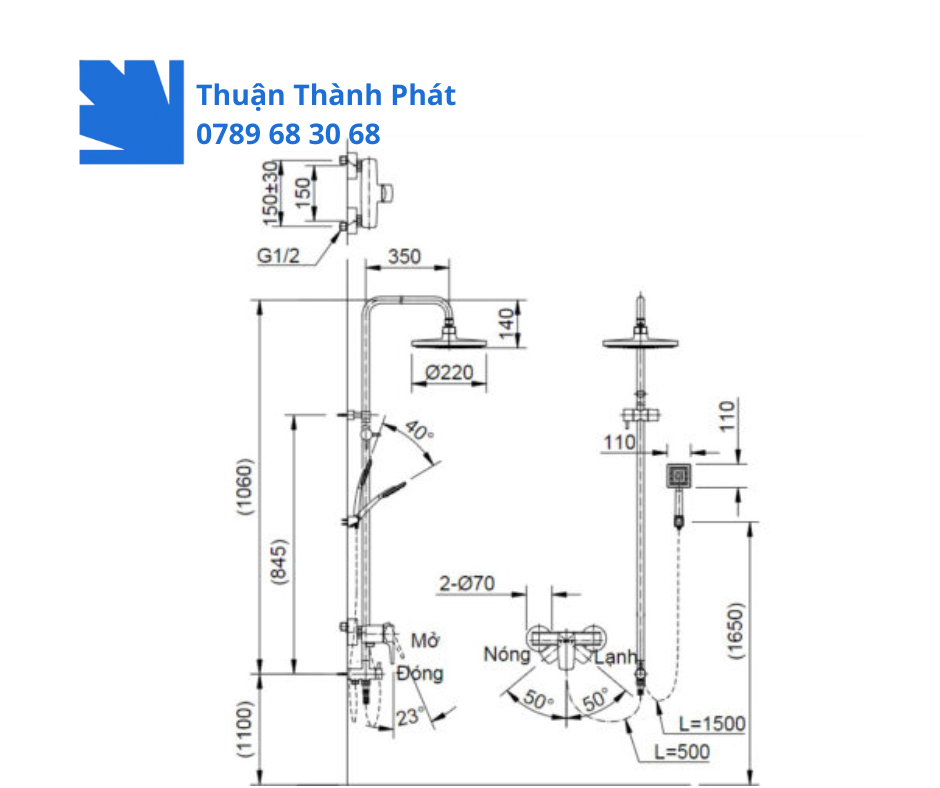 Vòi sen cây nóng lạnh Inax BFV-50S-5C chất liệu bền bỉ