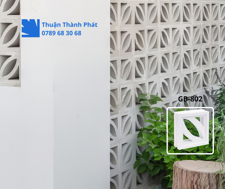 Gạch bông gió GB-802 có hoa văn tròn, khe thoáng đều đẹp