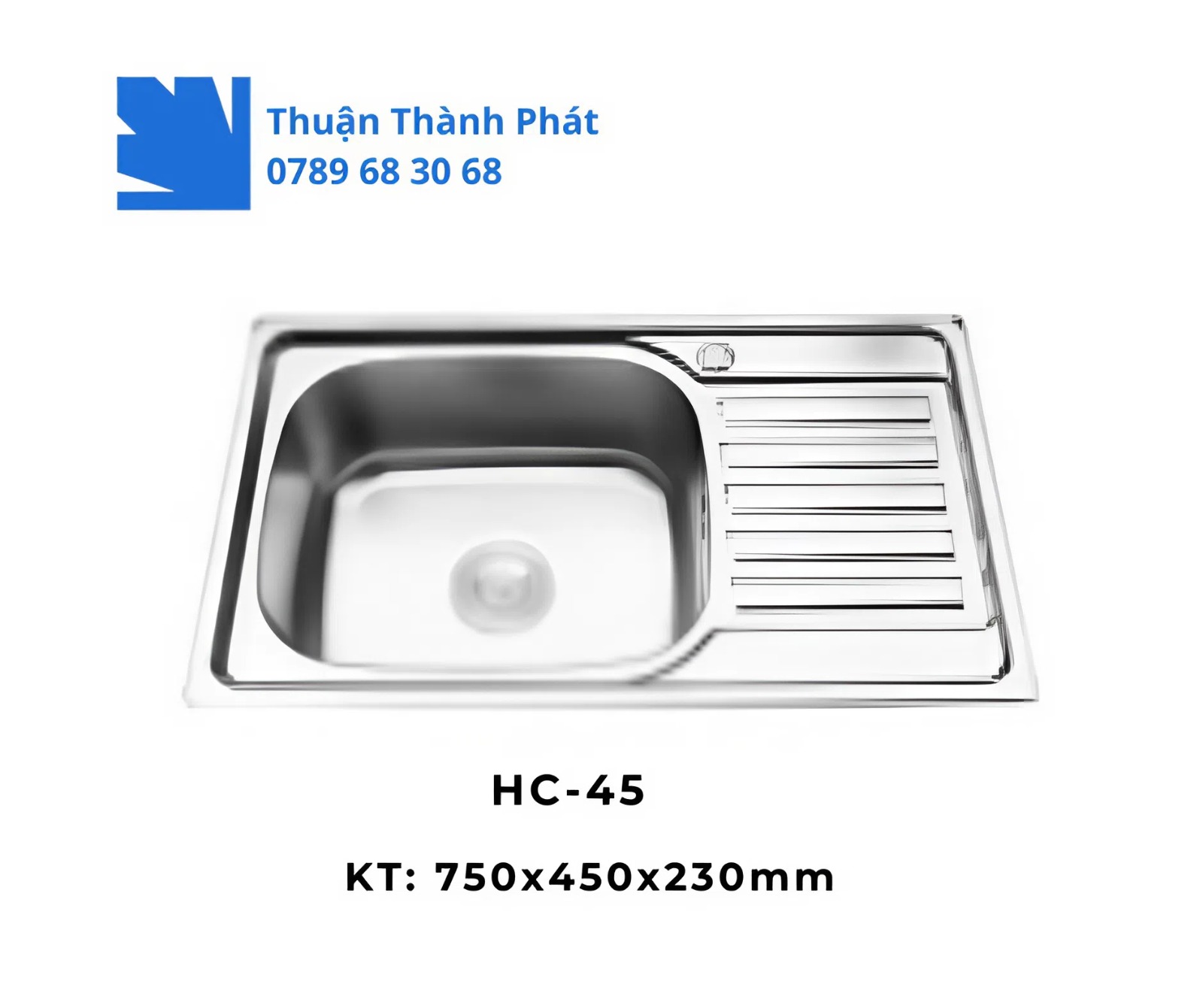 Chậu Rửa Inox HC-45 5 Chậu Rửa Inox HC-45 1 hộc kèm bàn thoát nước,
