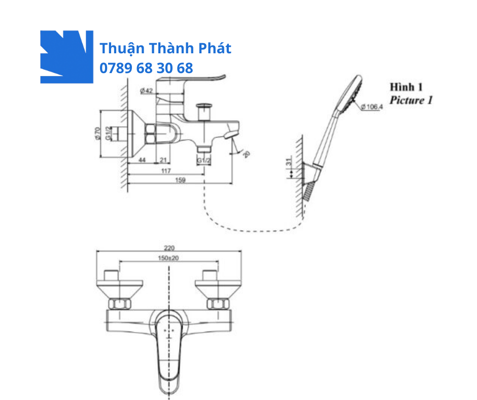 Vòi Sen Tắm Nóng Lạnh INAX BFV-2013S Thiết kế tiện lợi, dễ sử dụng