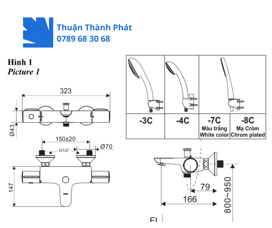 Vòi Sen Tắm Nhiệt Độ Cao Cấp INAX BFV-3413T-7C Thiết kế sang trọng