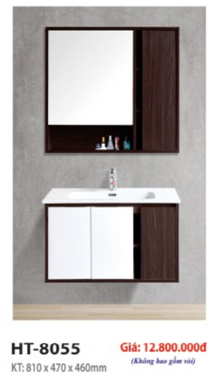 Thiết bị vệ sinh Haphako HT-8055 Mẫu tủ lavabo treo tường kết hợp gương tủ sang trọng.