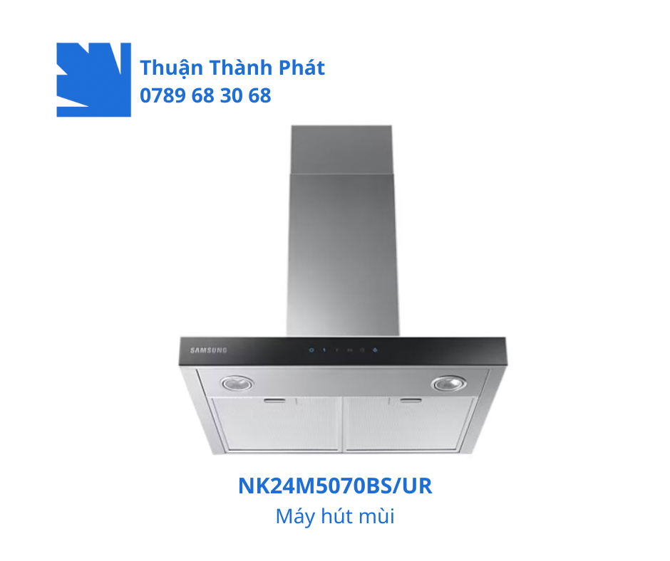 Máy Hút Mùi NK24M5070BS/UR máy hút mùi áp tường với ống khói và mặt kính đen