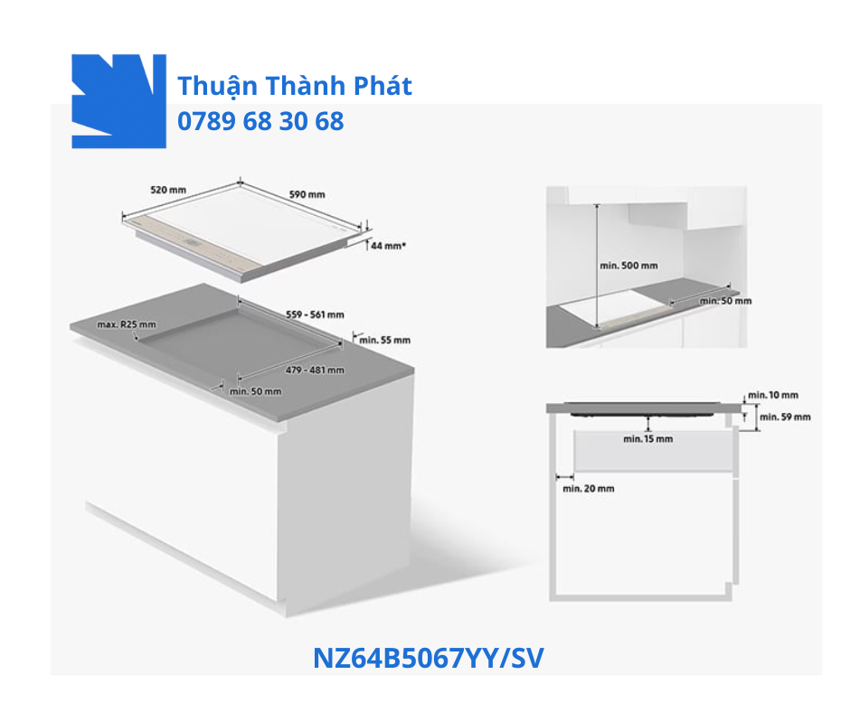 Bếp từ âm NZ64B5067YY/SV lắp âm sang trọng trong gian bếp hiện đại