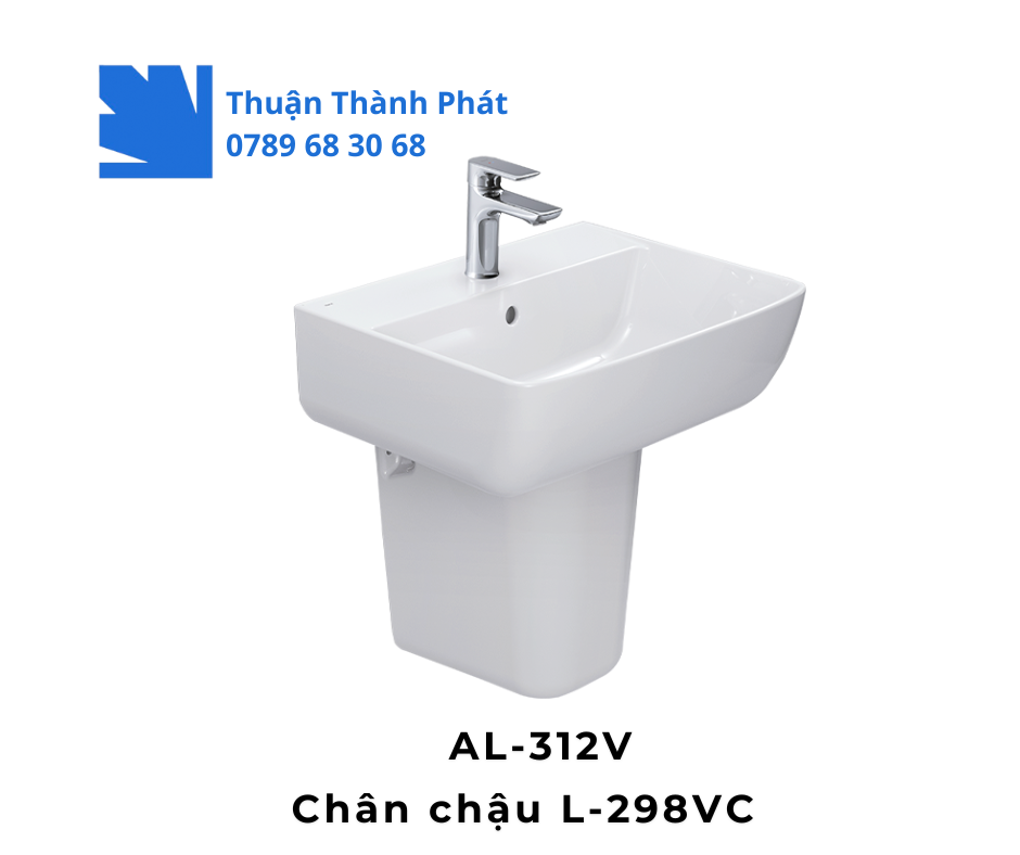 Lavabo Inax AL-312V kết hợp chân chậu L-298VC treo tường