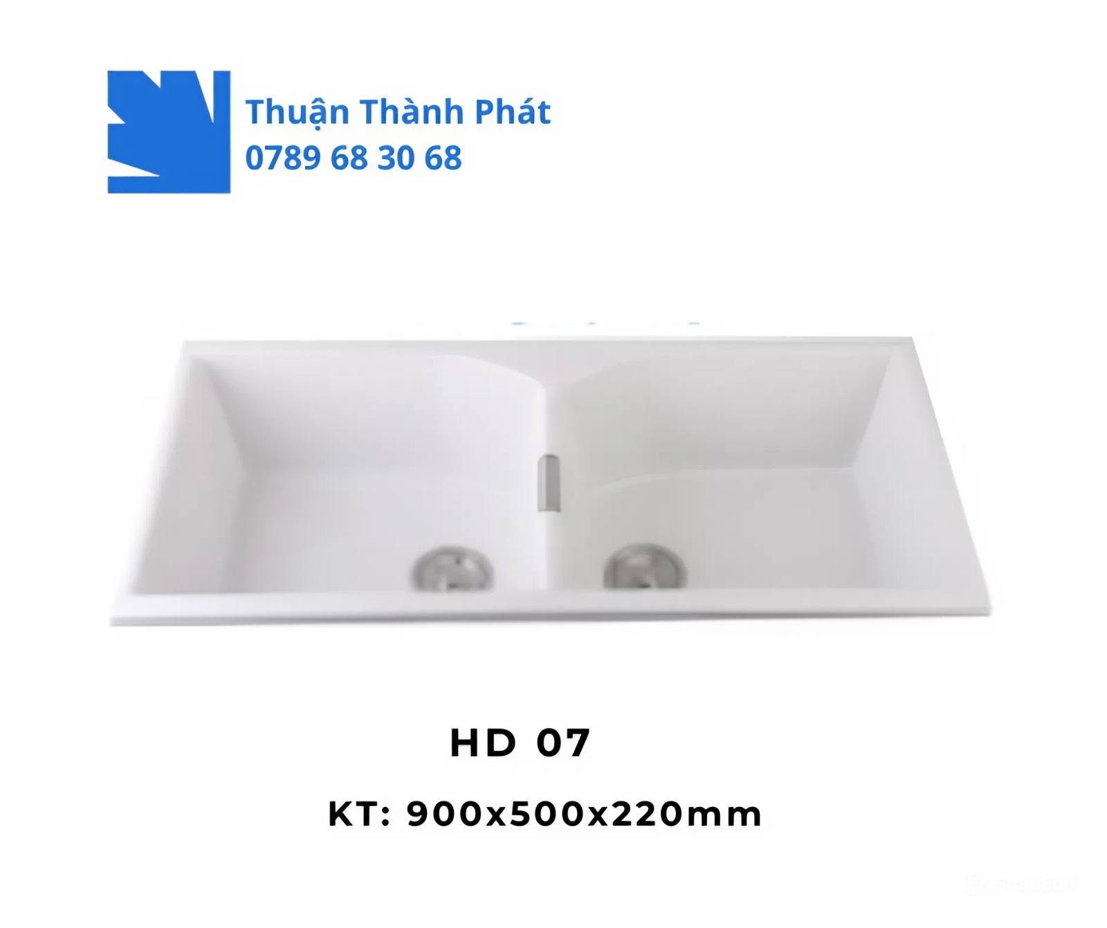 Chậu đá HD 07 hai hộc màu trắng