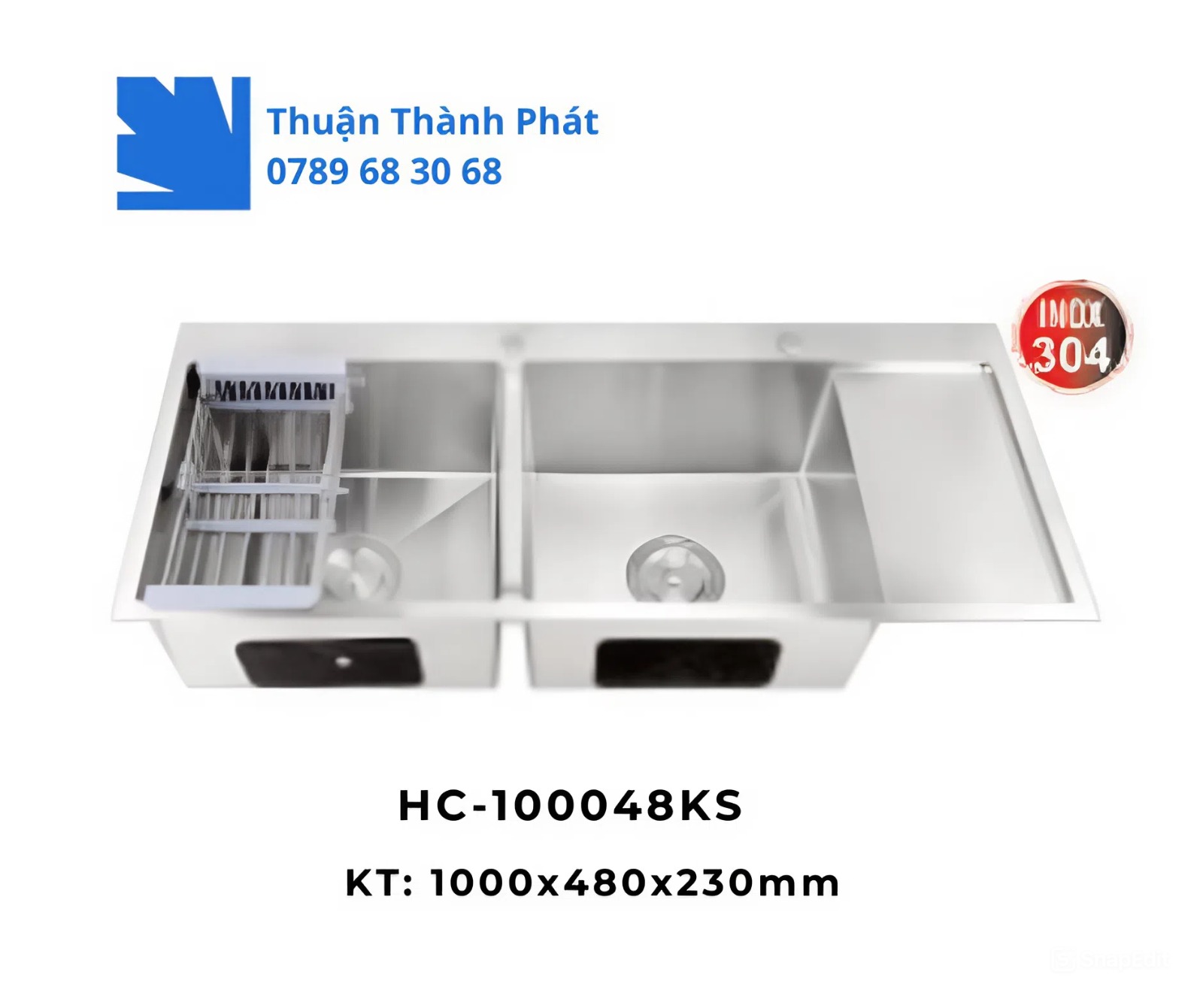 Chậu rửa chén inox HC-100048KS – Thiết kế 2 hộc cao cấp