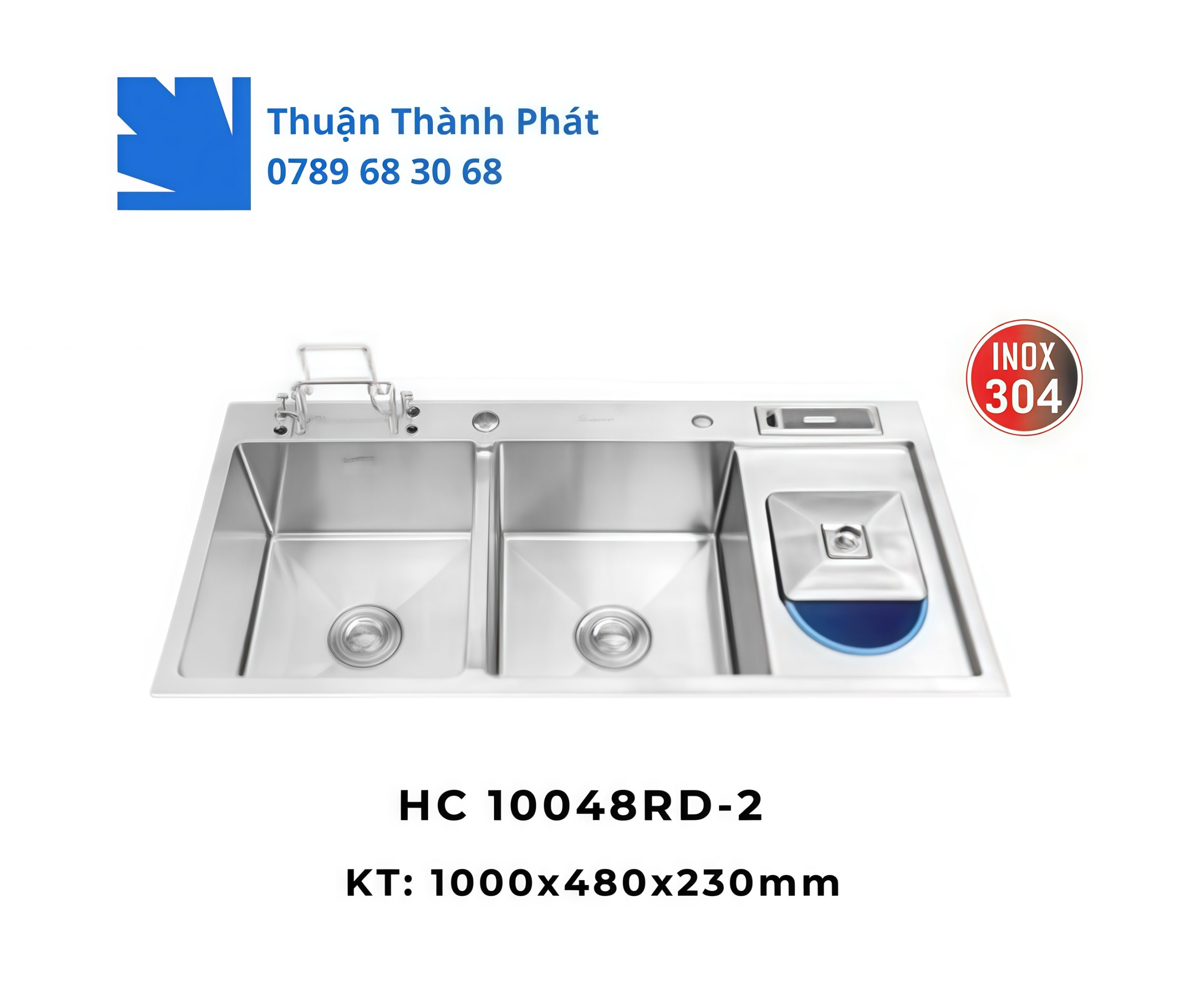 Chậu Rửa Chén Inox HC 10048RD-2 4 Chậu Rửa Chén Inox HC 10048RD-2 Thiết kế 3 ngăn tiện ích