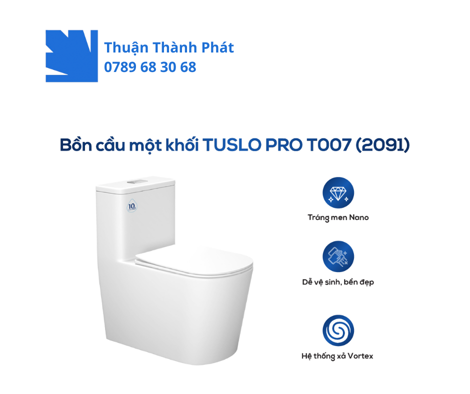 Bồn cầu 1 khối TUSLO PRO T007 thiết kế liền khối