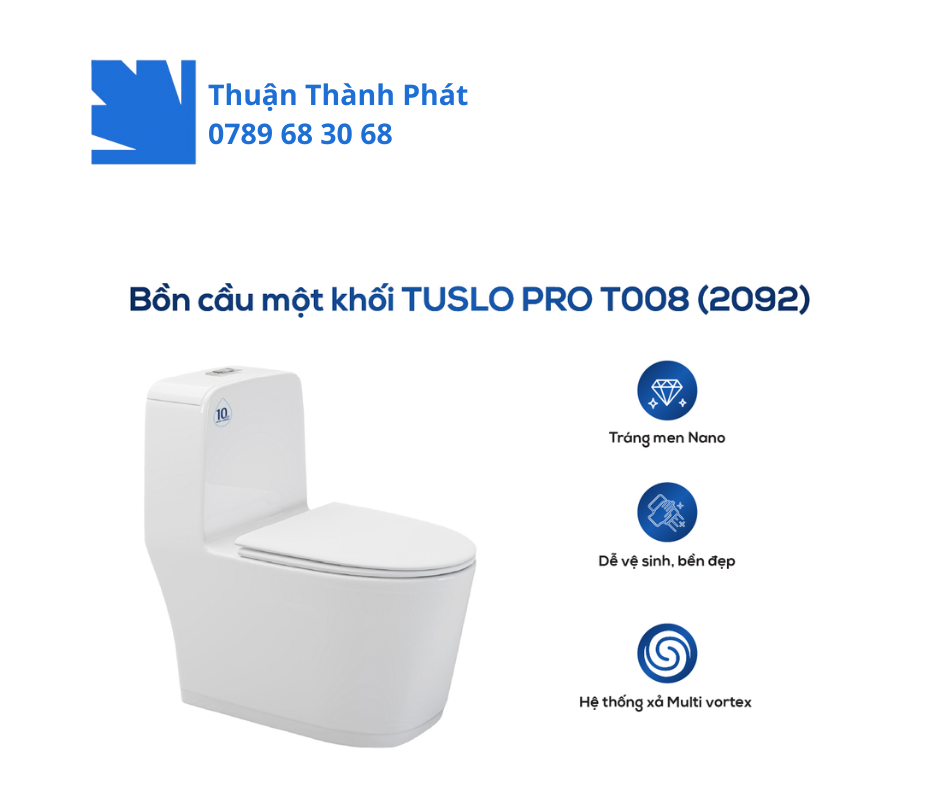 Bồn cầu 1 khối TUSLO PRO T008 thiết kế liền khối