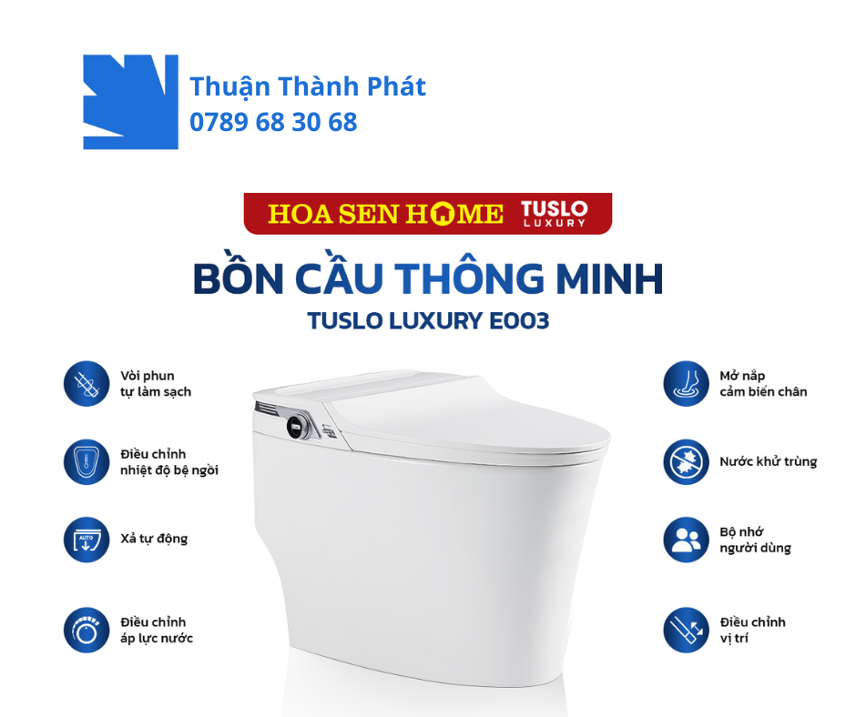 Bồn cầu thông minh TUSLO LUXURY E003 công nghệ xả xoáy